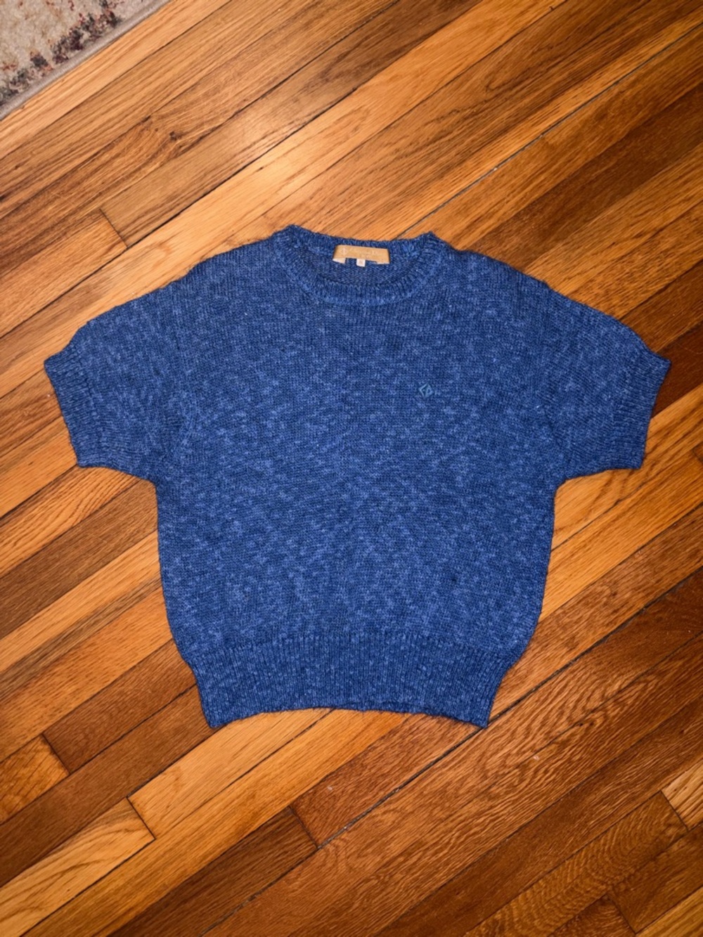 Vintage Christian Dior Sports Blue Silk Blend Short Sleeve Knit Sweater Size M - Picture 14 of 16